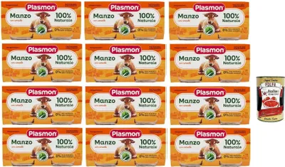 Produktbild von Plasmon Carne Manzo e cereale 12x (2x80g) Mit italienischem Fleisch, 100% natürlich, ohne Stärken und Räume hinzugefügt + Italian Gourmet polpa 400g