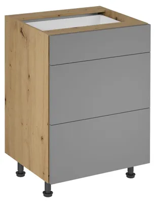 Image de Meuble à tiroirs bas VALEN 1 - largeur 60 cm, chêne artisanal / gris-beige