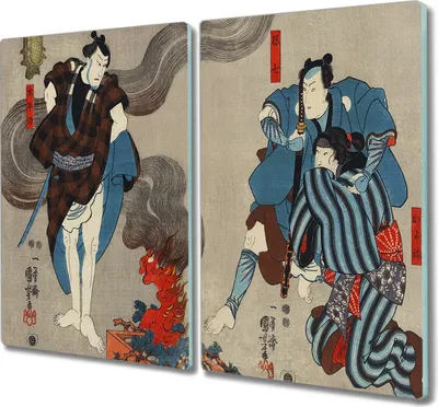 Produktbild von Coloray Hackbrett Kochplattenabdeckung Herdabdeckplatte 2x30x52 cm Schneidebrett Küchenbrett - Asian traditionelle Samurai