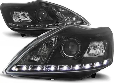 Productafbeelding van LED-dagrijverlichting, designkoplampen, geschikt voor Ford Focus MK2 facelift (modeljaren 2008-2010), zwart
