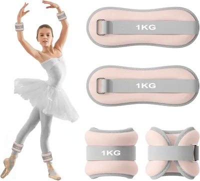 Immagine prodotto di Pesi da polso da 1 kg, confezione da 2, per Pilates, colore rosa