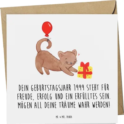 Produktbild von Mr. & Mrs. Panda Grußkarte 1999 Geburtstag - Weiß - Geschenk, für, Geburtsjahr, Alter, doppelkarte, faltkarte, Klappkarte, Happy Birthday, anlasskarte, Glückwunschkarte