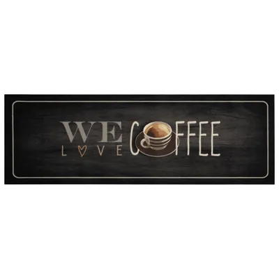 Immagine prodotto di Tappeto da Cucina Lavabile Testo Caffè 60x180 cm in Velluto