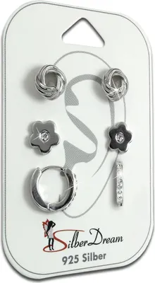 Image de SilberDream Set de 3 boucles d'oreilles Boucles d'oreilles 925 Argent Zirconia Femme SDS616WJ