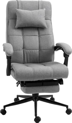 Immagine prodotto di Sedia da ufficio Fortuna Lai con poggiatesta e braccioli, sedia girevole regolabile in altezza con poggiapiedi, in lino, ergonomica, 66 x 70 x 116-124 cm