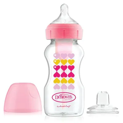Dr. Brown's Set von der Babyflasche zum Trinkbecher 270 ml rosa Modell WB91604