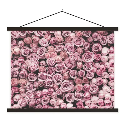 Produktbild von MuchoWow® Textilposter Blumen - Rosen - Natur - Rosa - Botanisch 150x113 cm mit holzfarbenen Rahmen - Poster