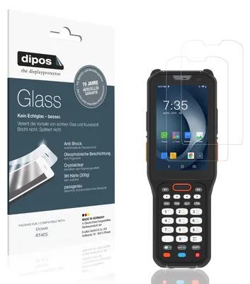 Produktbild von 2x Schutzfolie für Urovo RT40S - Anti-Shock 9H Folie dipos Glass Kunststoffglas