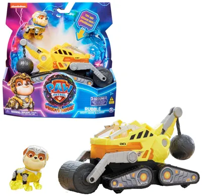 Produktbild von Mighty Kinofilm Superhelden-Basis-Fahrzeug von mit Welpenfigur Baustellenfahrzeug mit Licht und Geräuscheffekten Spielzeug geeignet für Kinder Rubble