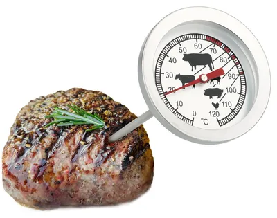 Bratenthermometer aus Edelstahl, analog, bis 120 °C, 10 cm Nadel