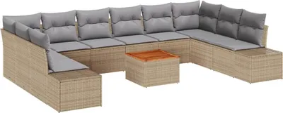 Produktbild von vidaXL Gartensofa-set 11 stk. Beige Poly-Rattan