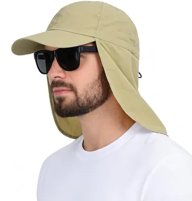 Obrázek produktu pro Klobouk se sluneční clonou a ochranou krku, UPF 50+, vodotěsný, skládací, barva khaki