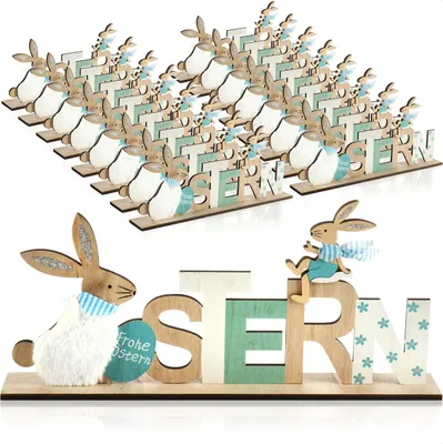 Produktbild von com-four® 16x Deko Aufsteller für Ostern - Schriftzug mit Osterhasen