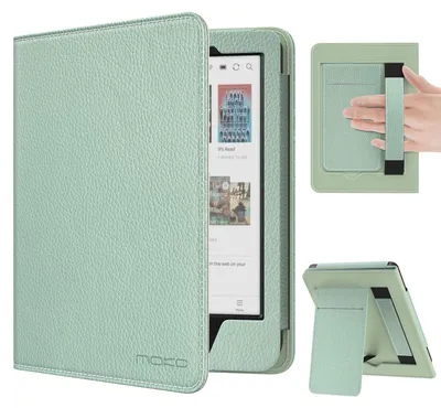 Immagine prodotto di Custodia MoKo per Tolino Shine Color/5 e Kobo Clara BW/Color/2E da 6", colore verde agave con motivo a lisca di cetriolo, colore verde tequila