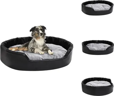 Obrázek produktu pro vidaXL Pelíšek pro psy černo-šedý 90x79x20 cm plyš a Imitace kůže - Pelíšky pro psy