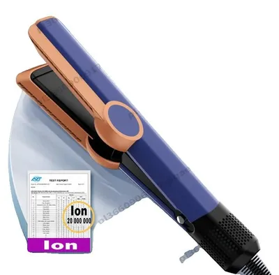 Image de Lisseur, sèche-cheveux 2-en-1, technologie aux ions négatifs, bleu, norme UE