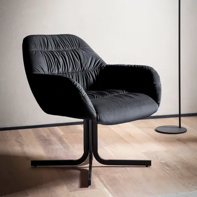 Produktbild von WOHNLING Loungesessel Samt Schwarz Clubsessel mit Metallbeine Schalenstuhl gepolstert mit Rückenlehne Cocktailsessel Lounge Armlehnen Sessel