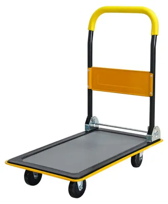 Produktbild von Flachbettwagen 150kg klappbar Plattformwagen Transportwagen Schubkarre 360° Gelb Lager