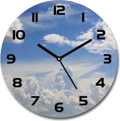 Produktbild von Wanduhr aus Glas 30fi Glasbild Glasuhr Gehärtetes Glas - schwarze-zeiger - Clouds in the sky