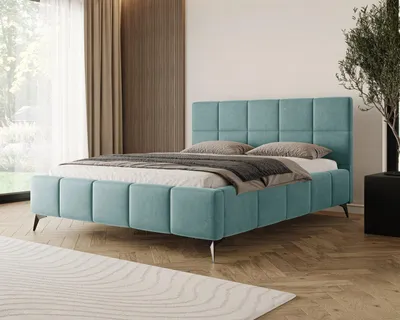 Image de Chilly Möbel Design Lit Miria - Lit rembourré avec cadre en métal, coffre et rangement 160x200 cm / Samt / Turquoise