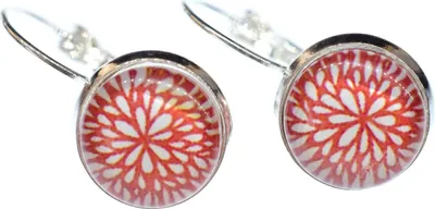 Produktbild von Blumenmuster rot Ohrringe Miniblings Blumen Blume Sommer Cabochon Muster