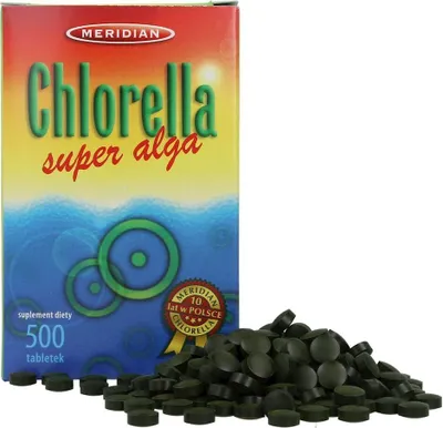 Produktbild von Chlorella-Alge gepresst 500 Tabletten (zerbrochene Zellwand) MERIDIAN