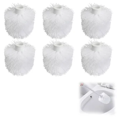 Image de Têtes de brosse de rechange pour toilettes, lot de 6 – Tête ronde en plastique de 9 cm de diamètre, adaptée à un filetage de 12 mm – Convient pour les salles de bains et les toilettes d'invités.