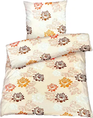 A bedding set with a floral pattern.