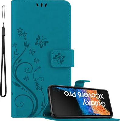 Immagine prodotto di Cadorabo cover per Samsung Xcover 6 Pro in BLU FLOREALE Cover protettiva con design floreale con chiusura magnetica, funzione stand e slot per carte di credito Flip Case Flower Cover Etui Handy Klapp Hülle Book Tasche