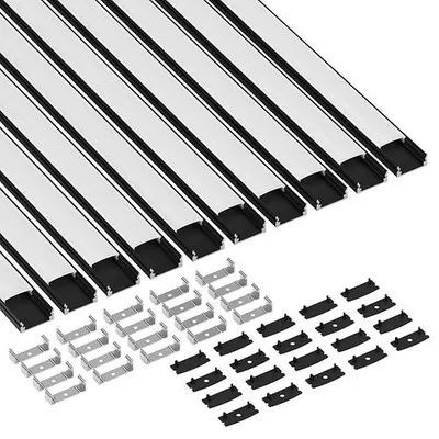 Zdjęcie produktu dla Profil LED aluminiowy czarny taśma zestaw 10 szt. 4 m montaż