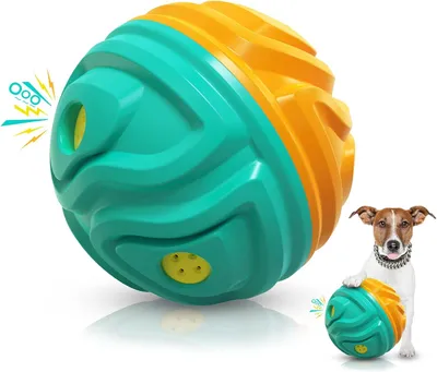Produktbild von Hundespielzeug, quietschender Hundeball, unzerstörbares Kauspielzeug, Naturkautschuk, Zahnreinigung, für kleine und mittelgroße Hunde