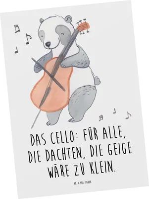 Produktbild von Mr. & Mrs. Panda Postkarte Cello Magie - Weiß - Geschenk, Musiker, Instrument, Solo, Klassische Musik, Kammermusik, Ansichtskarte, Musikinstrument, Fotokarte, bildkarte