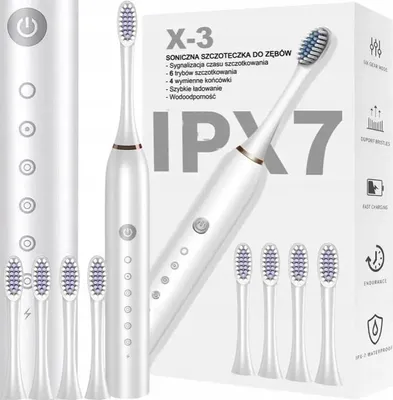 Image de Brosse À Dents Électrique Sonique Blanche 4 Têtes 6 Modes De Fonctionnement