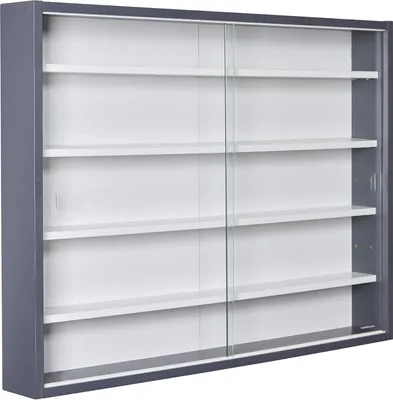 Obrázek produktu pro Závěsná vitrína - vitrína - 1 kus - černá/bílá - MDF - 80x60x9,5 cm