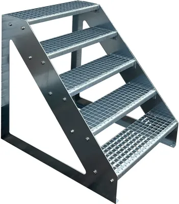 Produktbild von Gitterrost Stahl Freistehende Treppe 5 Stufen Verzinkt - (L x B x H) 101cm x 100cm x 95cm