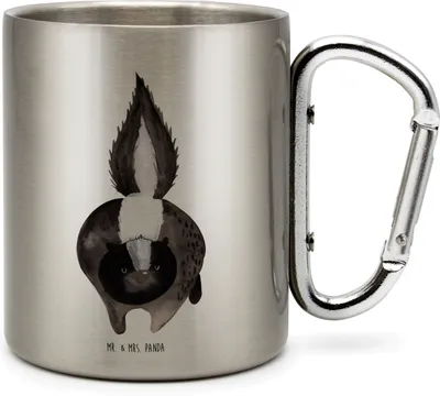 Produktbild von Mr. & Mrs. Panda Thermobecher Stinktier Angriff - Transparent - Geschenk, Teebecher, Teetasse, Skunk, Wildtier, wütend, thermotasse, Isolierbecher, Raubtier, Drohung
