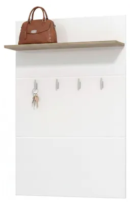 Produktbild von Dmora Garderobenhaken Montese 114 cm Weiß, Wandmontage-Set inkl. 4 Haken
