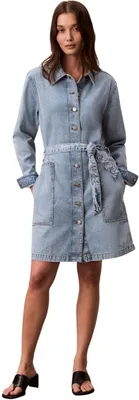 Produktbild von Calvin Klein Damen Jeanskleid Denim Mini mit Gürtel, Blau (Coastal Light), 2XL