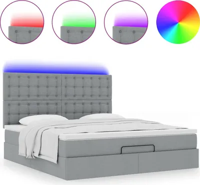 Produktbild von Ottoman-Bett mit Matratze & LEDs Taupe 180x200 cm Stoff