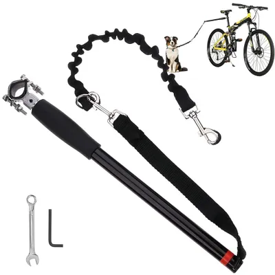 Productafbeelding van Fietsriem voor honden, fietslijn, hondenriem, hondenhouder voor fiets met afstandhouder, flexibele hondenriem, handsfree trainingslijn voor training, fietsen