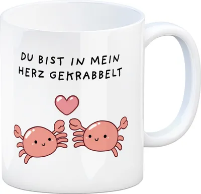 Produktbild von Jelly & Friends Krabben Kaffeebecher mit Spruch Du bist in mein Herz gekrabbelt