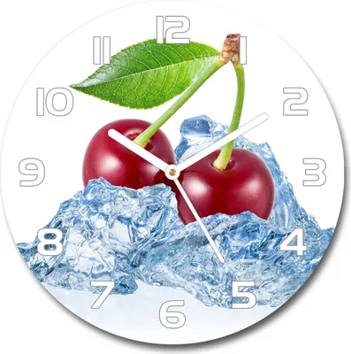 Produktbild von Wanduhr aus Glas 30fi Glasbild Glasuhr Gehärtetes Glas - weisse-zeiger - Cherry with ice