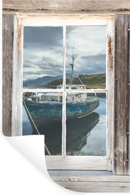 Produktbild von MuchoWow® Wandtattoo Wandsticker Wandaufkleber Transparent - Boot - Holz 80x120 cm Selbstklebend und Repositionierbar - Repositionierbar - Wasser abweisend