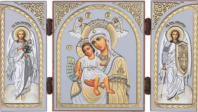 Produktbild von Gottesmutter Würdig Ist Ikone Triptychon Christlich reise Altar Holz 16871