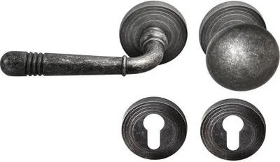 Produktbild von Türbeschlag 1663 Helena R WE-Links Antik Grau Türdrücker Türklinke Türgriffe