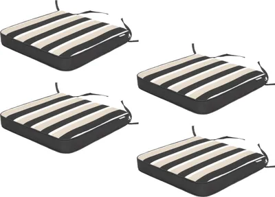 Produktbild von Gartenkissen-Set Masza – 4er-Set (je 48×45 cm), abnehmbarer Bezug, wetterfest, beidseitig nutzbar, mit Bändern & Gummizug | PillowPrim