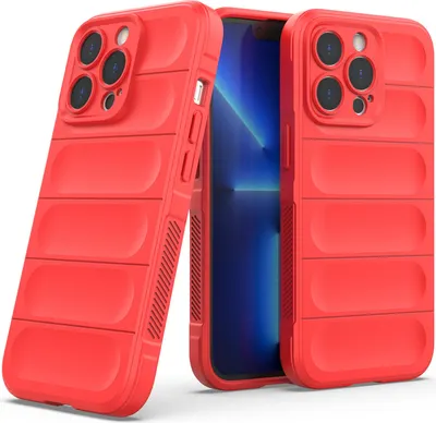 Produktbild von iPhone 14 Pro Hülle, Weich TPU Silikon Stossfest Anti-rutsch Schutzhülle für iPhone 14 Pro Rot