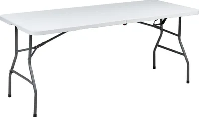 Zdjęcie produktu dla BELIANI Stół ogrodowy biały plastikowy na taras składany prostokątny 180 x 74 cm dla 6 osób minimalistyczny