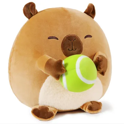 Productafbeelding van Pluche capibara met tennisbal, 35 cm