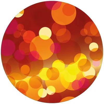 Produktbild von Wallario Premium Glasbild, freischwebende Optik, kräftige Farben, rund 50cm Durchmesser, Motiv Rote  gelbe und orange Kreise - harmonisches Muster